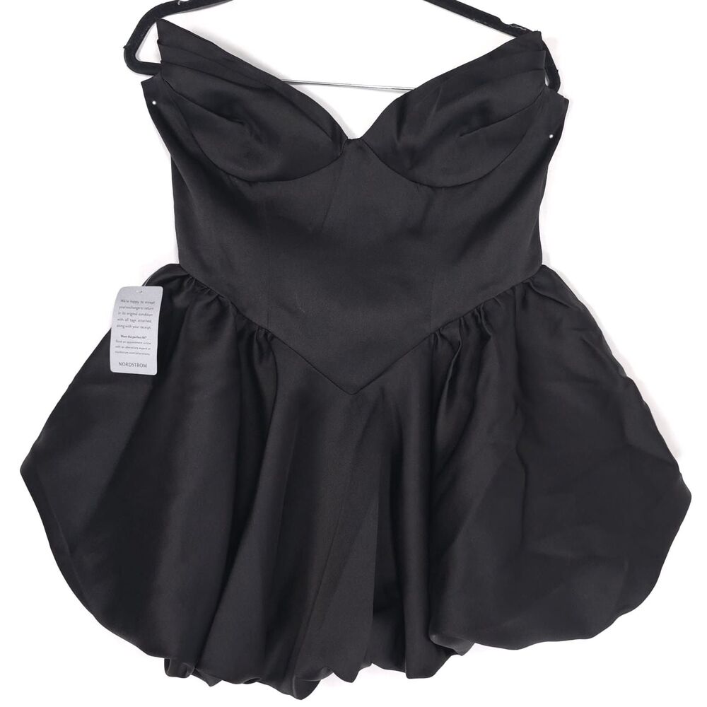 BARDOT Women's New Mini Dress LARGE Black Strapless Bubble Hem Corset Glam Party
